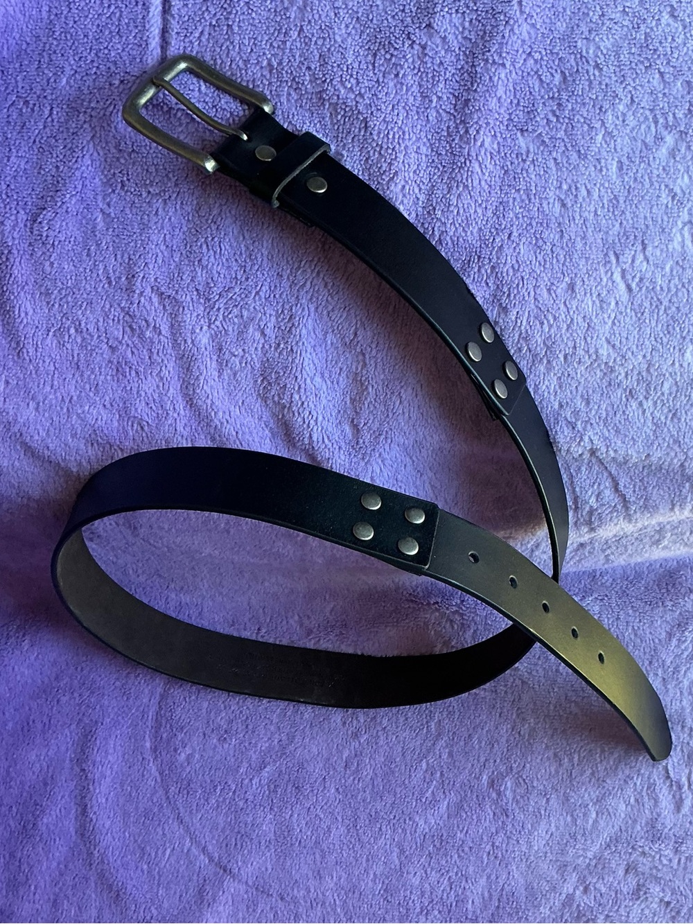Black Leather Rivet Belt Size XL